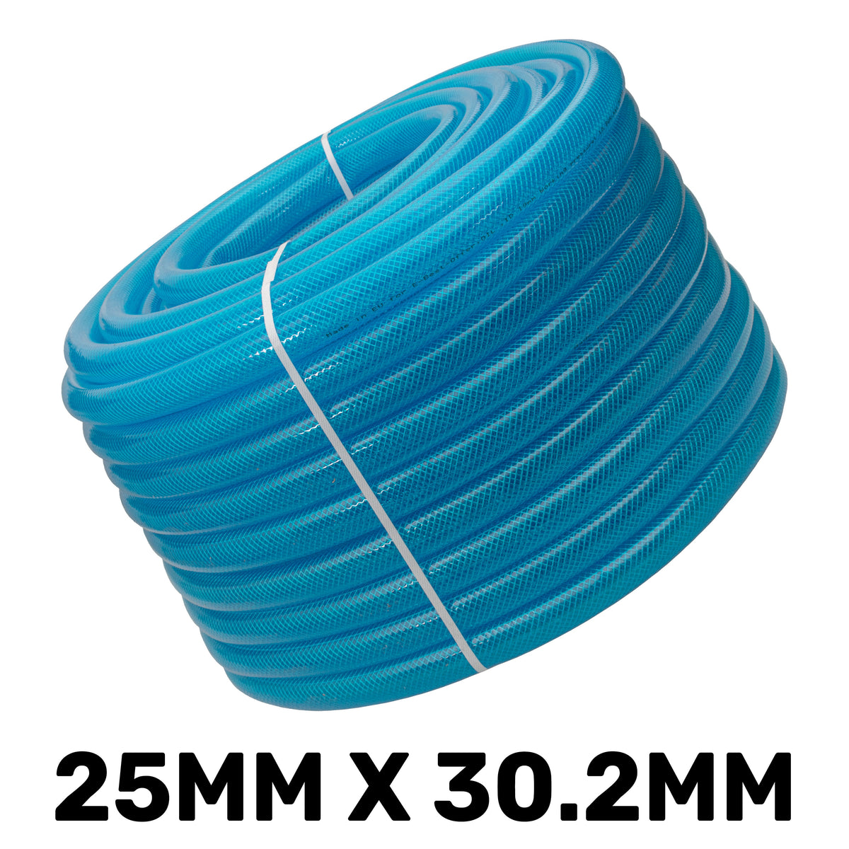 25mm Braided PVC Fuel Tech Hose, Transparent Blue