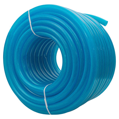 25mm Braided PVC Fuel Tech Hose, Transparent Blue