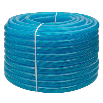 25mm Braided PVC Fuel Tech Hose, Transparent Blue