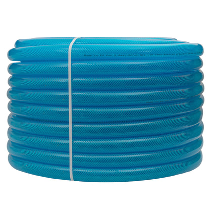 25mm Braided PVC Fuel Tech Hose, Transparent Blue