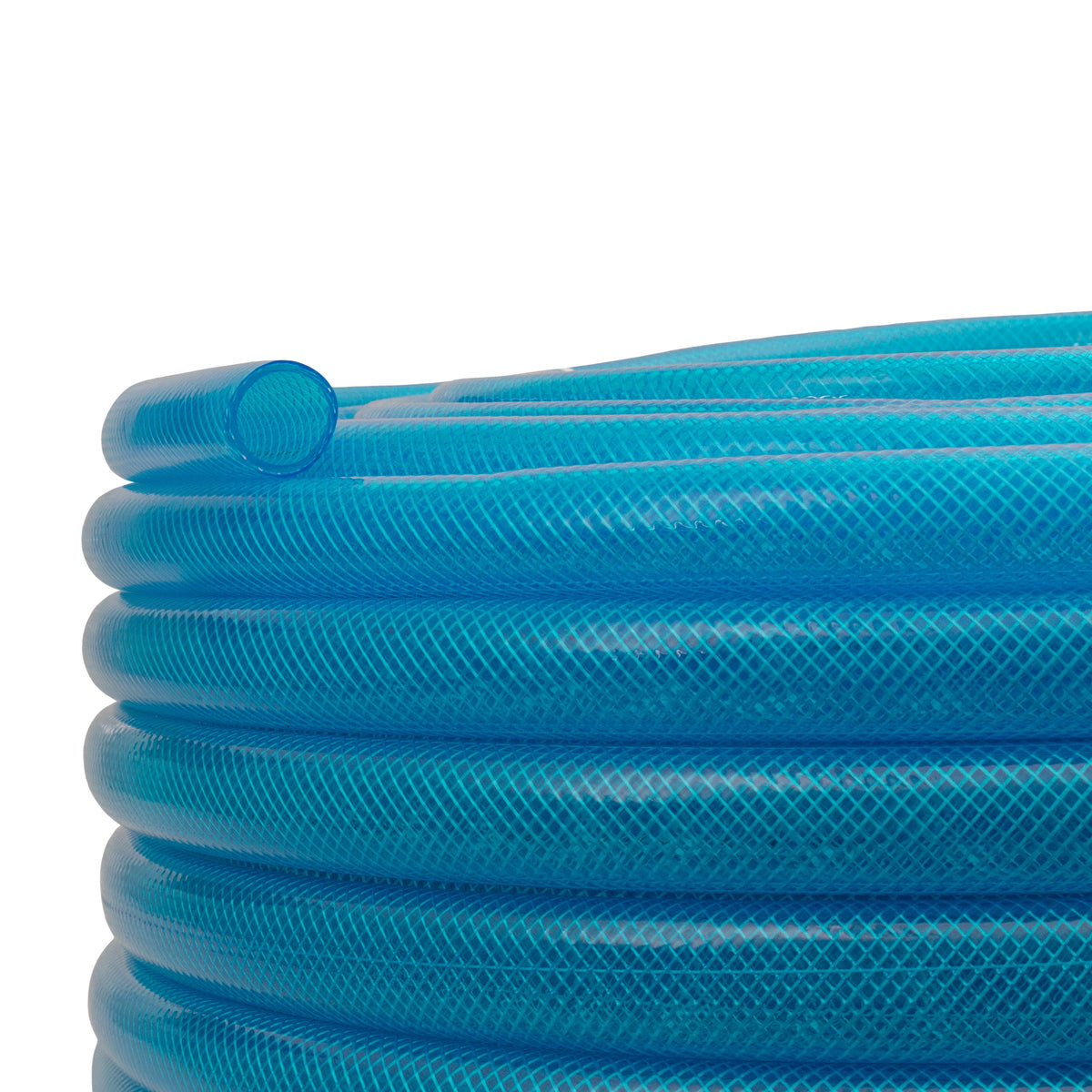 25mm Braided PVC Fuel Tech Hose, Transparent Blue
