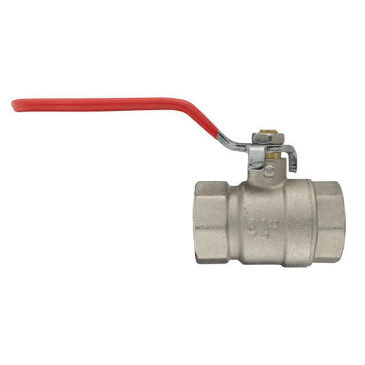 Female Nickel Plated Brass Lever Valve, 3/4"