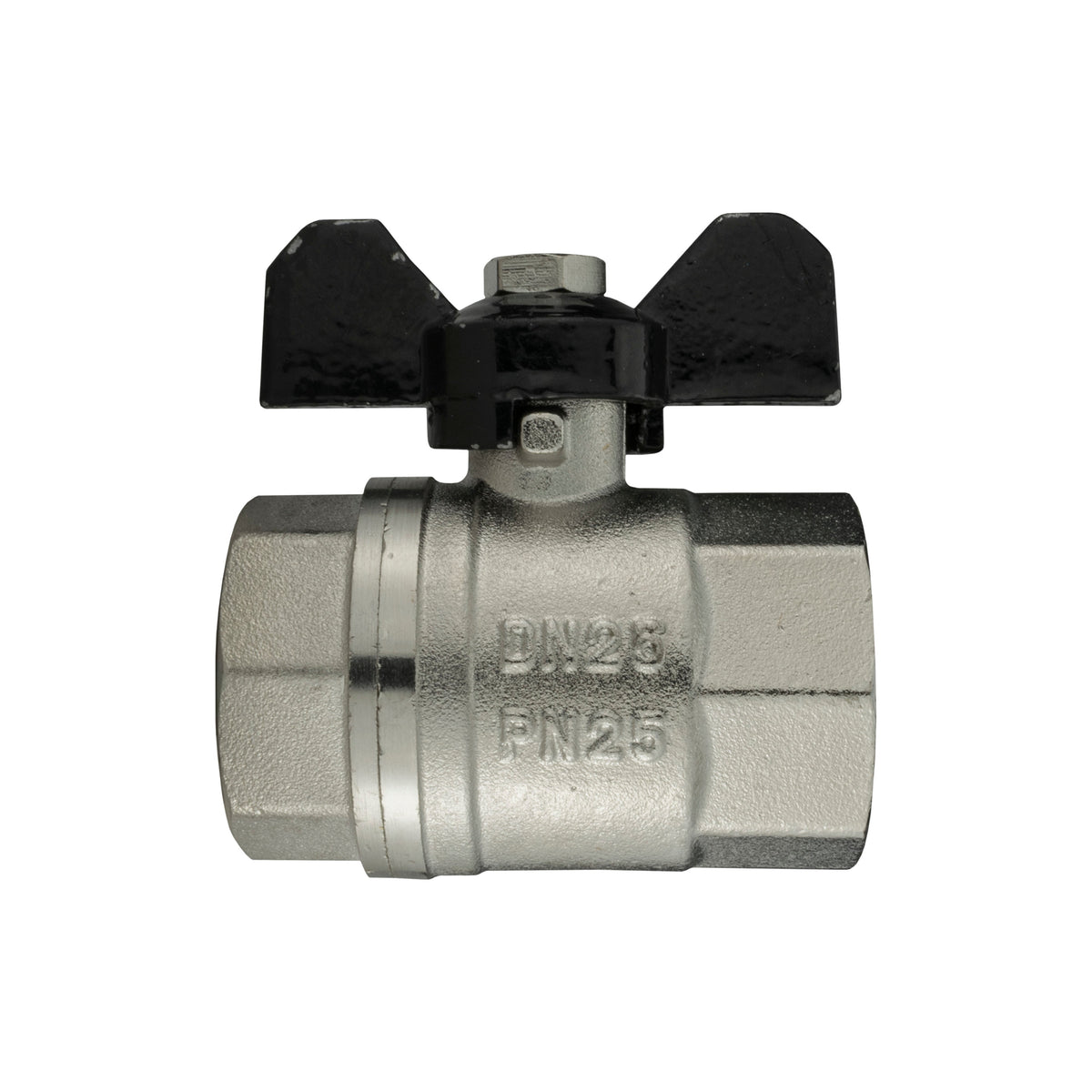 Female Nickel Plated Brass Butterfly Valve, 3/4"
