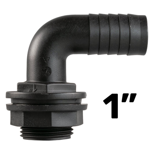 Water Butt 90° Overflow Elbow with Nut & Washer, 1"