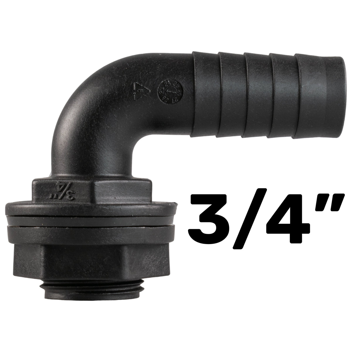 Water Butt 90° Overflow Elbow with Nut & Washer, 3/4"