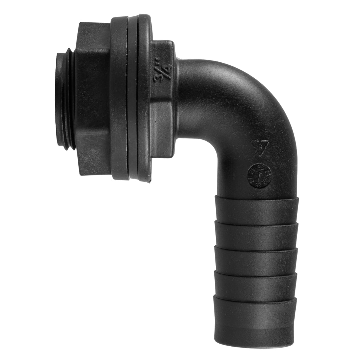 Water Butt 90° Overflow Elbow with Nut & Washer, 3/4"