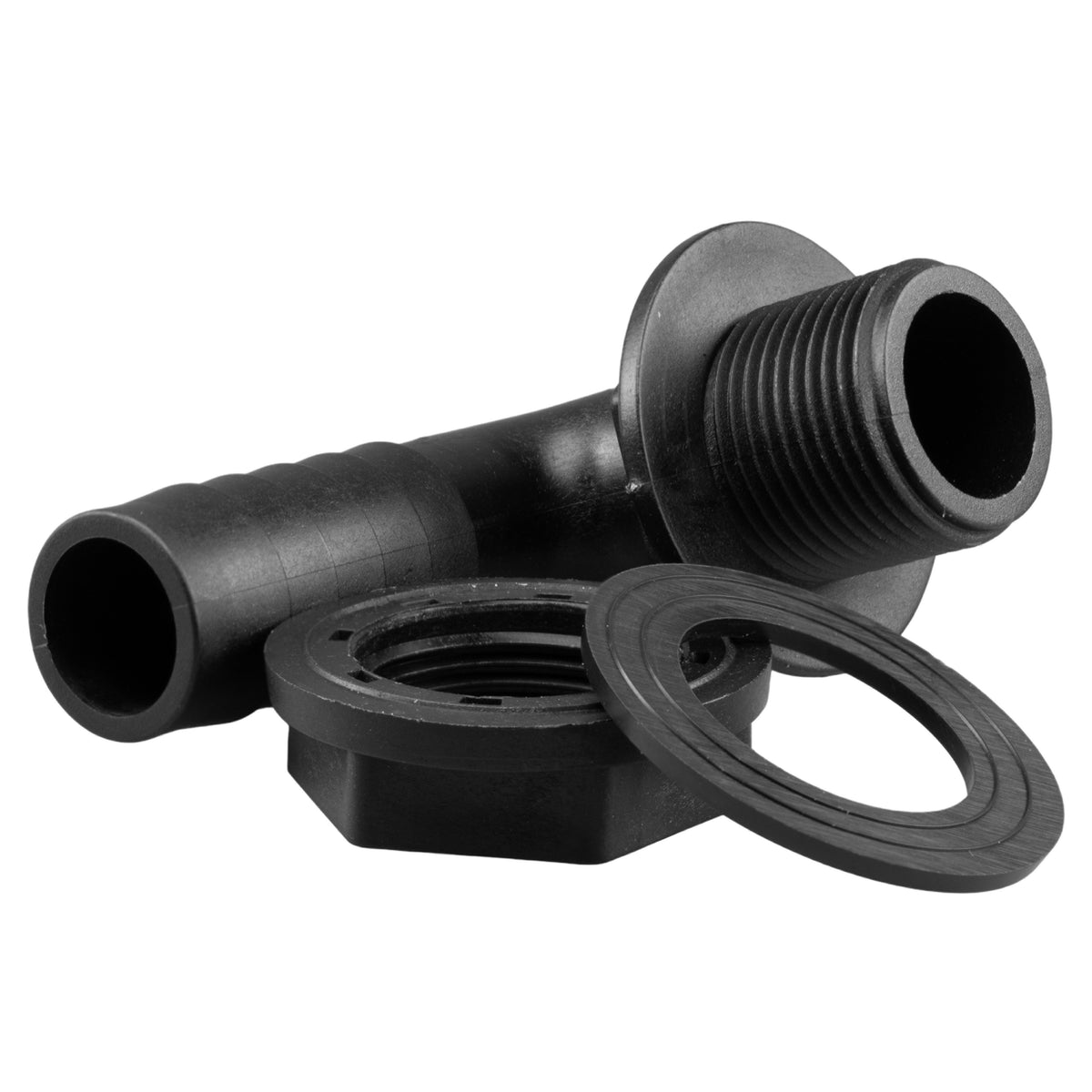 Water Butt 90° Overflow Elbow with Nut & Washer, 3/4"