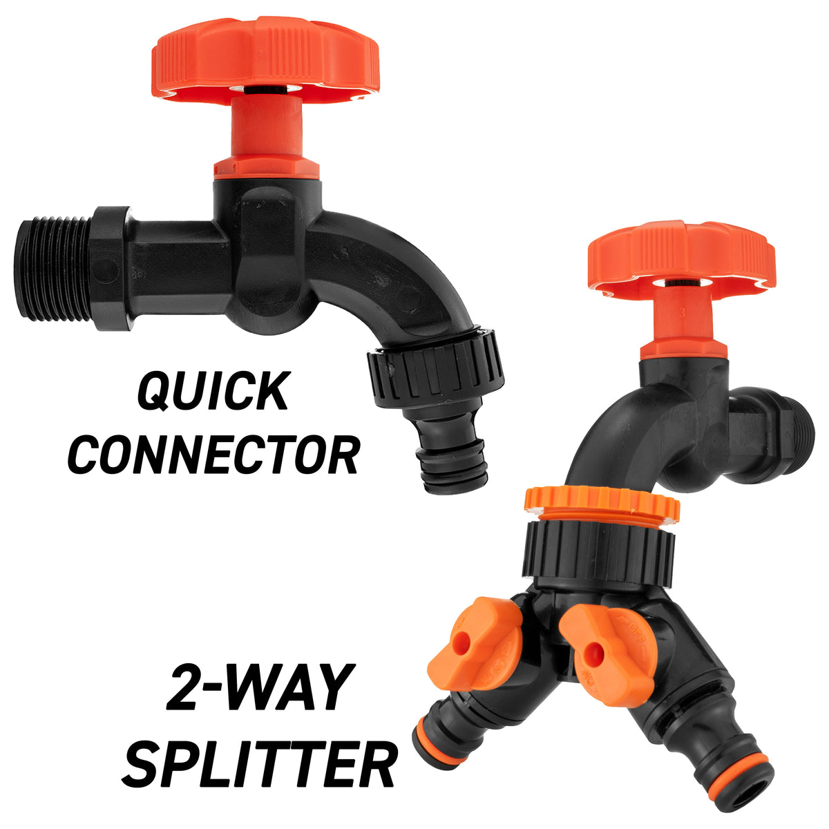 Black Garden Taps Quick Connect 1/2" and 3/4" BSP Single or Dual Outlet