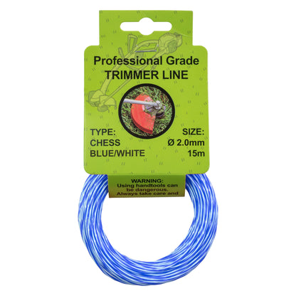 15m Dual Core Twisted Blue Chess Trimmer Line, 2mm
