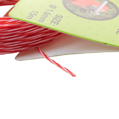 15m Dual Core Twisted Red Chess Trimmer Line, 1.6mm
