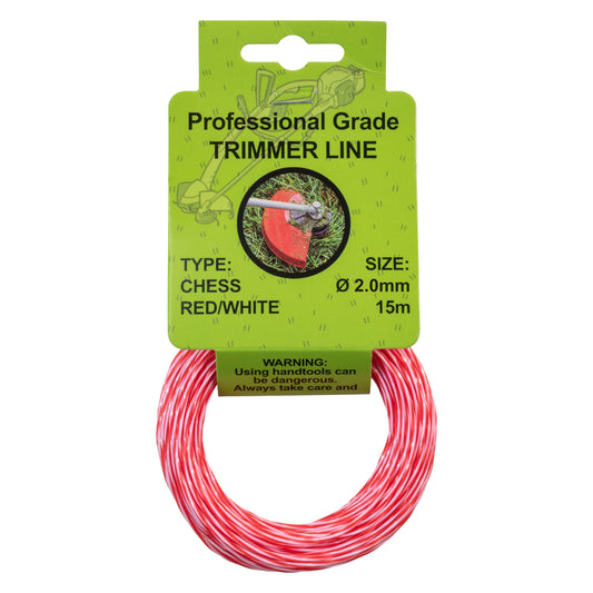 15m Dual Core Twisted Red Chess Trimmer Line, 2mm