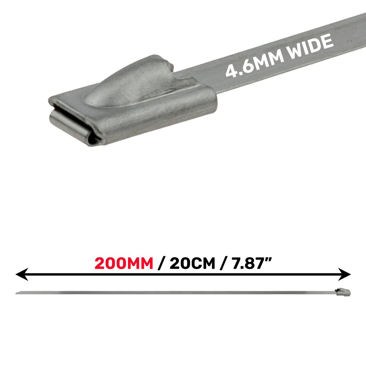 Stainless Steel Cable Ties, 4.6mm x 200mm