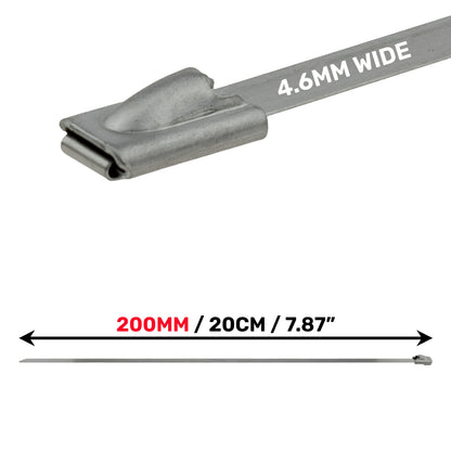 Stainless Steel Cable Ties, 4.6mm x 200mm