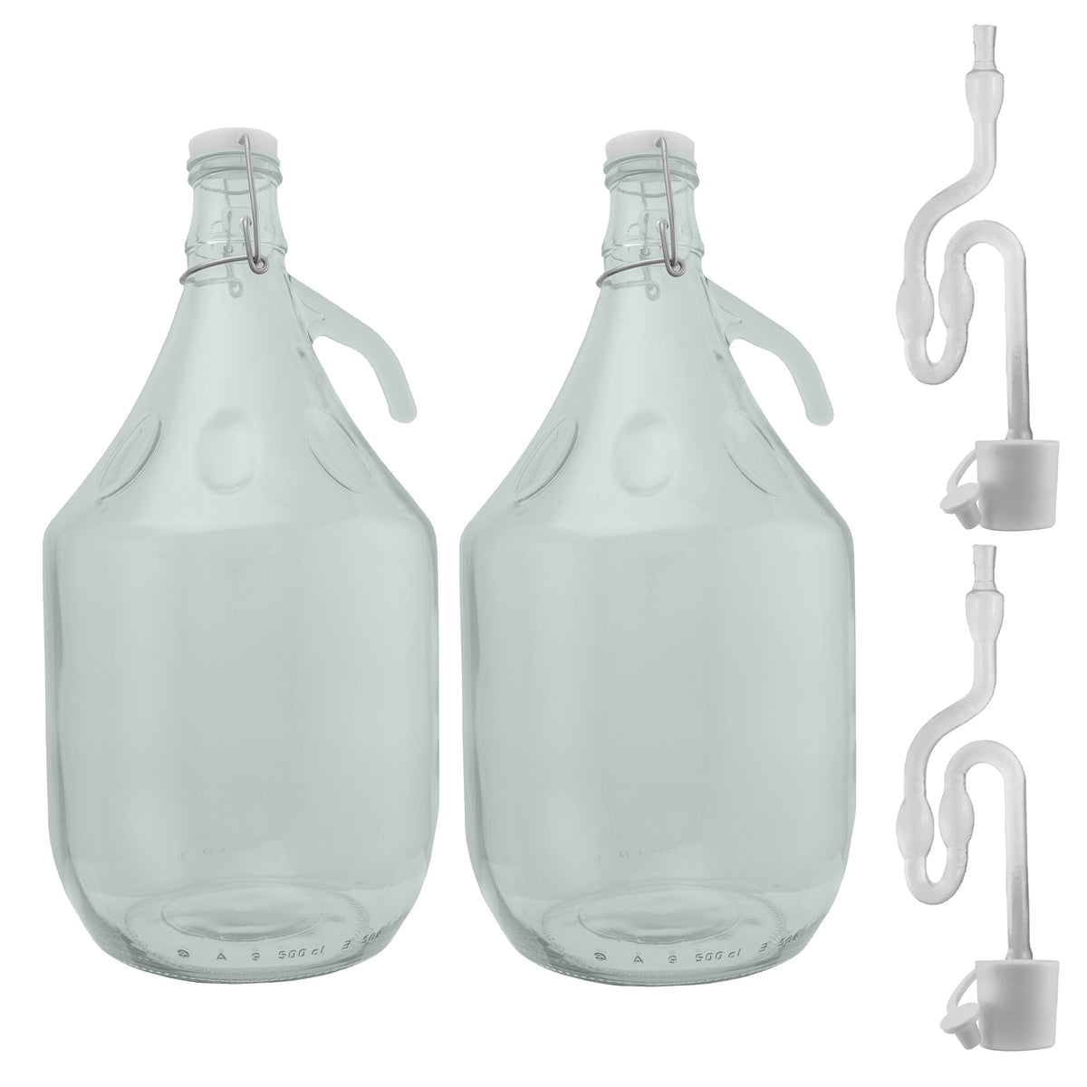5L Glass Demijohns with Swing-top Caps, Airlocks, Bungs & Siphon Tube, Box of 2