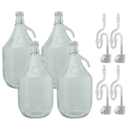 5L Glass Demijohns with Swing-top Caps, Airlocks & Bungs, Box of 4