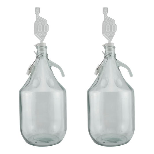 5L Glass Demijohns with Swing-top Caps, Airlocks & Bungs, Box of 2