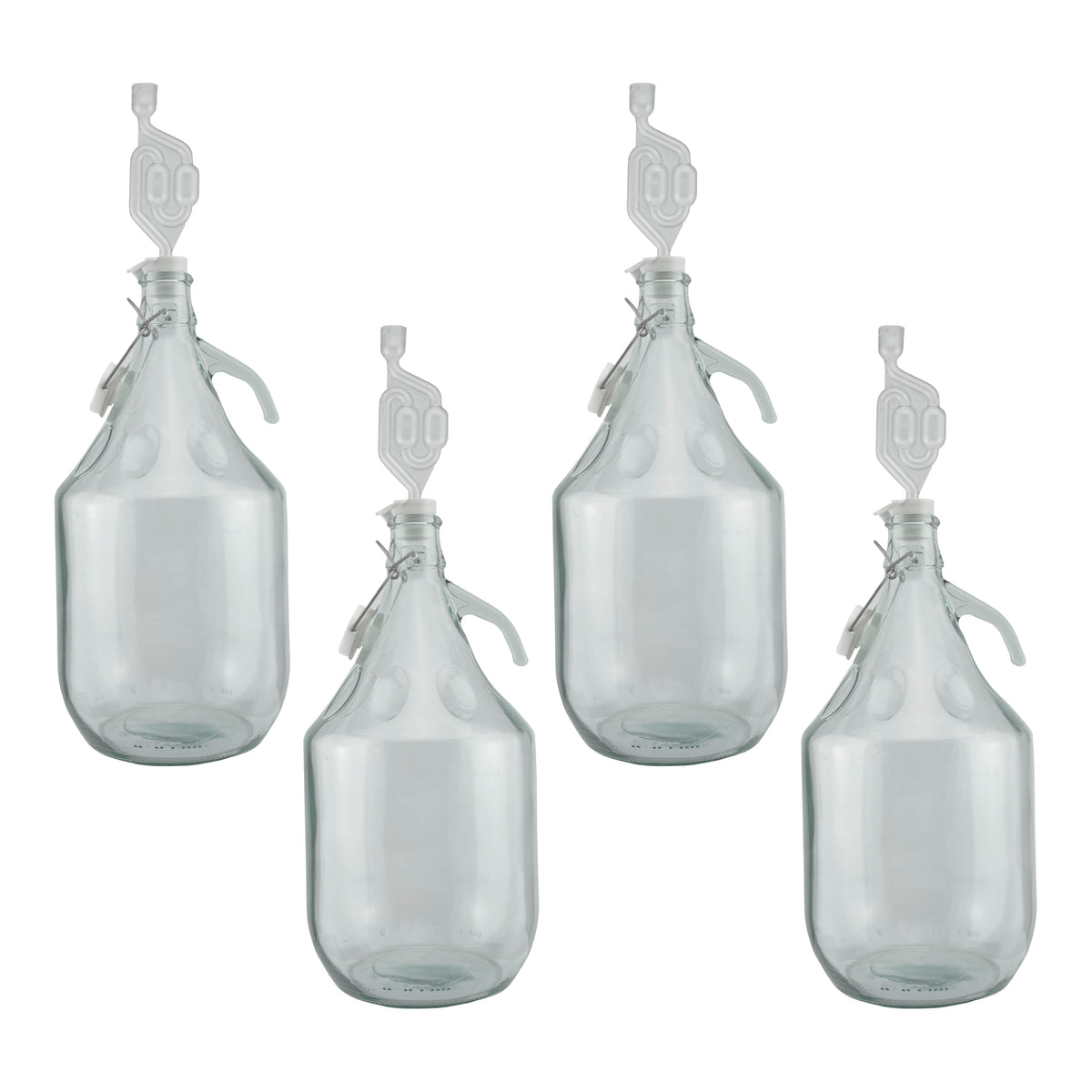 5L Glass Demijohns with Swing-top Caps, Airlocks & Bungs, Box of 4