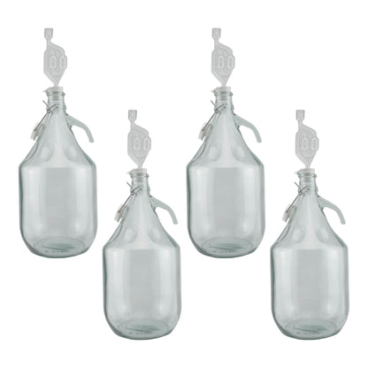5L Glass Demijohns with Swing-top Caps, Airlocks & Bungs, Box of 4