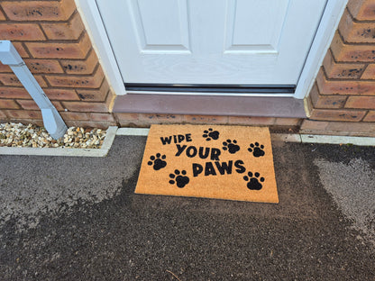 Coir Doormat, 60cm x 40cm - 'Wipe Your Paws'