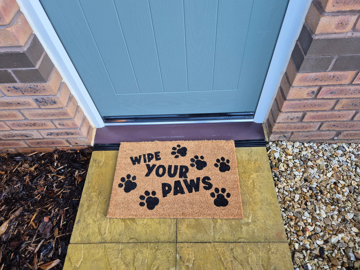 Coir Doormat, 60cm x 40cm - 'Wipe Your Paws'