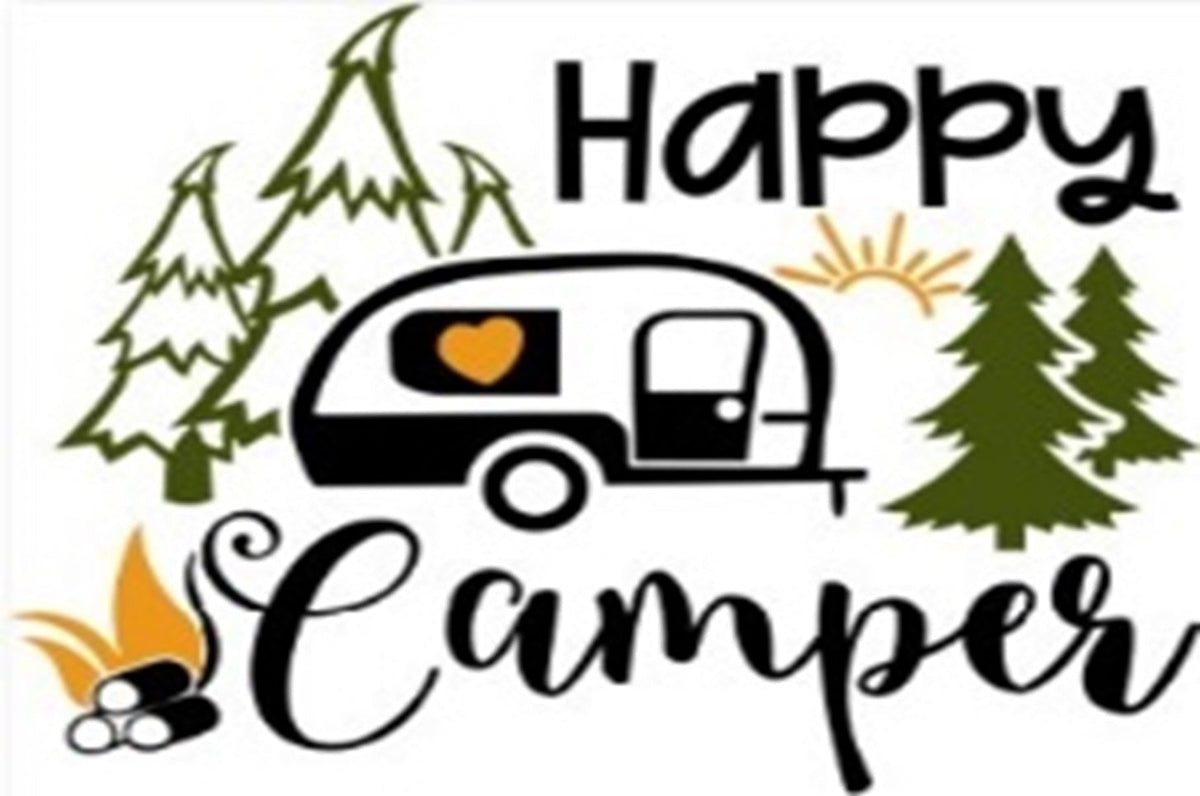 Coir Doormat, 60cm x 40cm - 'Happy Camper'