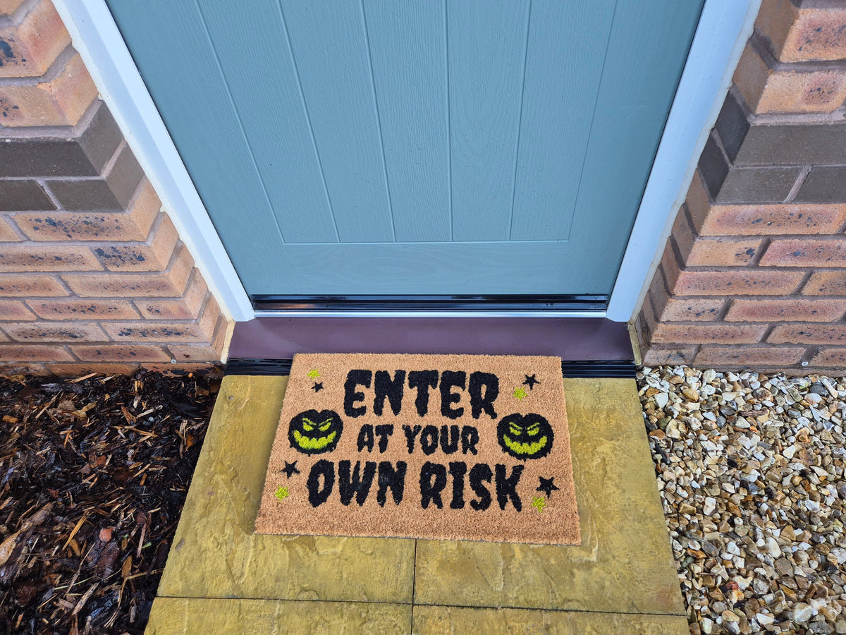 Coir Doormat, 60cm x 40cm - 'Enter At Your Own Risk'