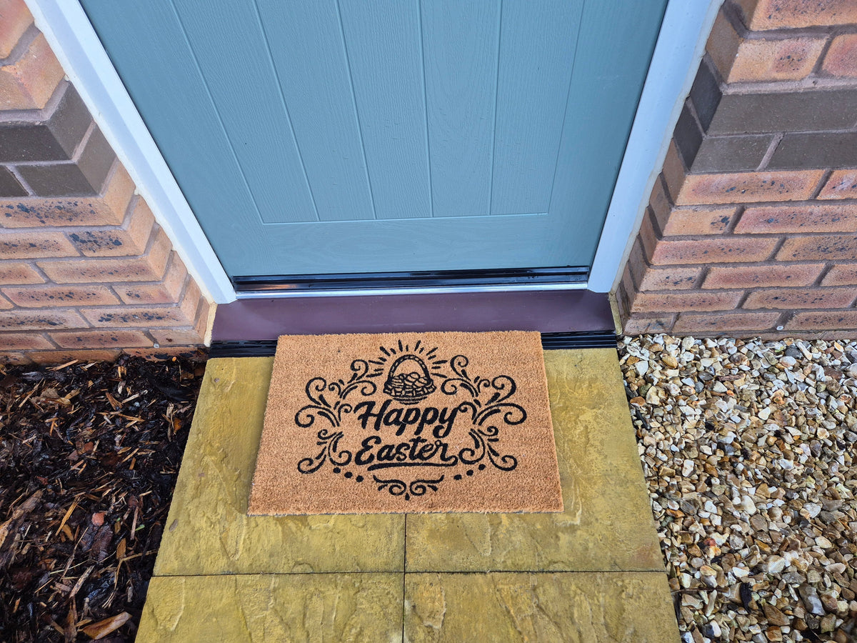 Coir Doormat, 60cm x 40cm - 'Happy Easter'