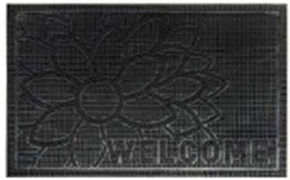Rubber Doormat, 60cm x 40cm - 'Welcome' (Flower)
