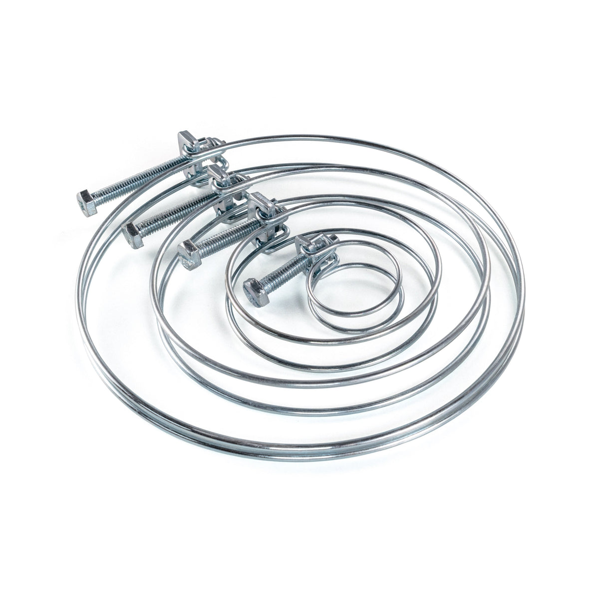 Galvanised Steel Double Wire Hose Clamps, 118mm-125mm