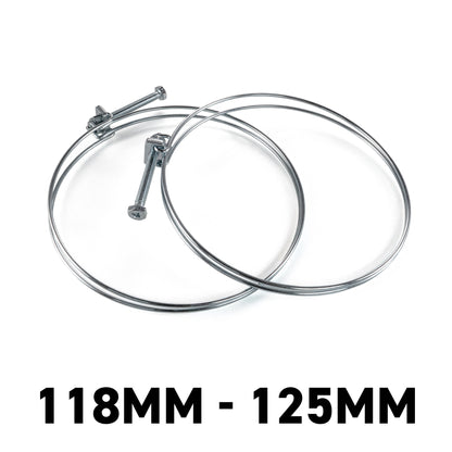 Galvanised Steel Double Wire Hose Clamps, 118mm-125mm