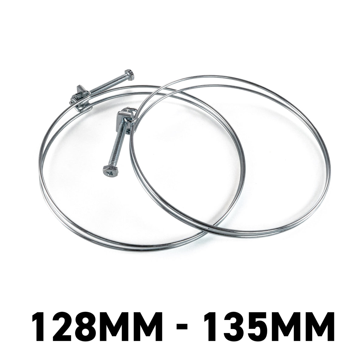 Galvanised Steel Double Wire Hose Clamps, 128mm-135mm