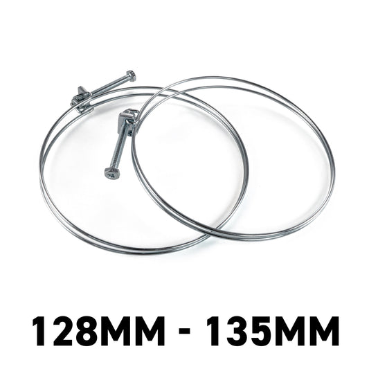Galvanised Steel Double Wire Hose Clamps, 128mm-135mm