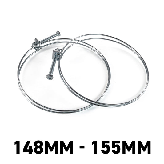 Galvanised Steel Double Wire Hose Clamps, 148mm-155mm
