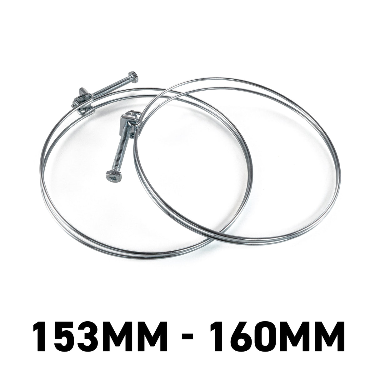 Galvanised Steel Double Wire Hose Clamps, 153mm-160mm