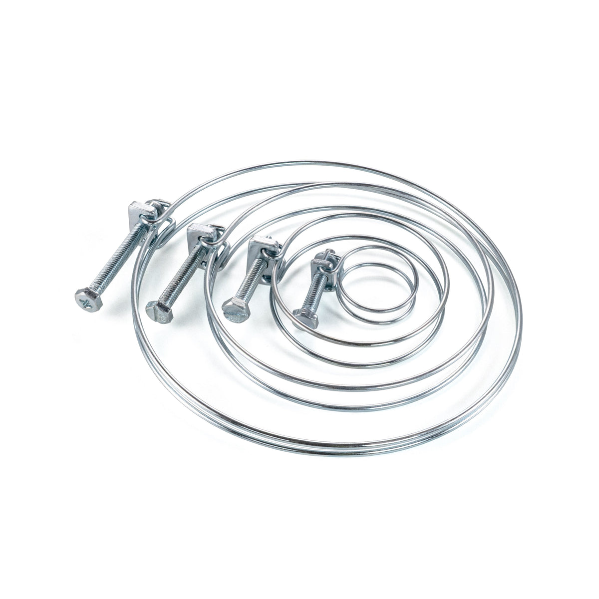 Galvanised Steel Double Wire Hose Clamps, 153mm-160mm