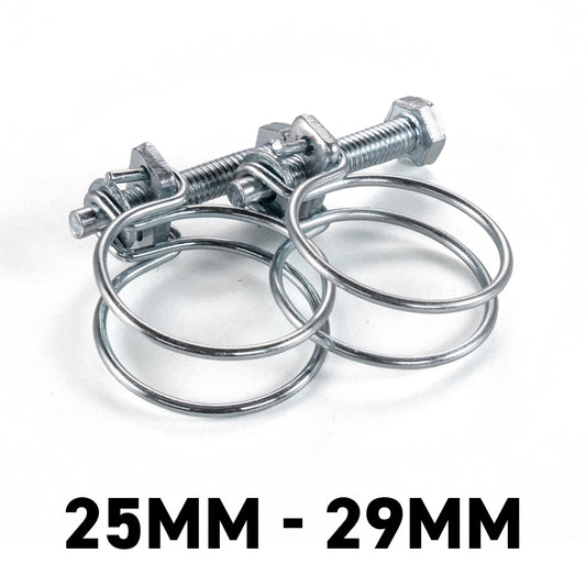 Galvanised Steel Double Wire Hose Clamps, 25mm-29mm