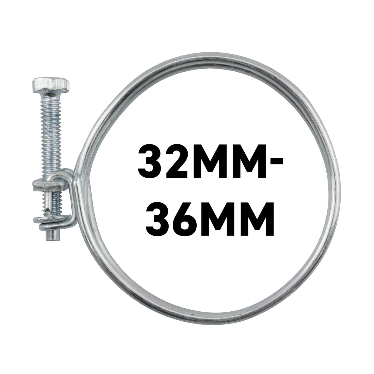 Galvanised Steel Double Wire Hose Clamps, 32mm-36mm