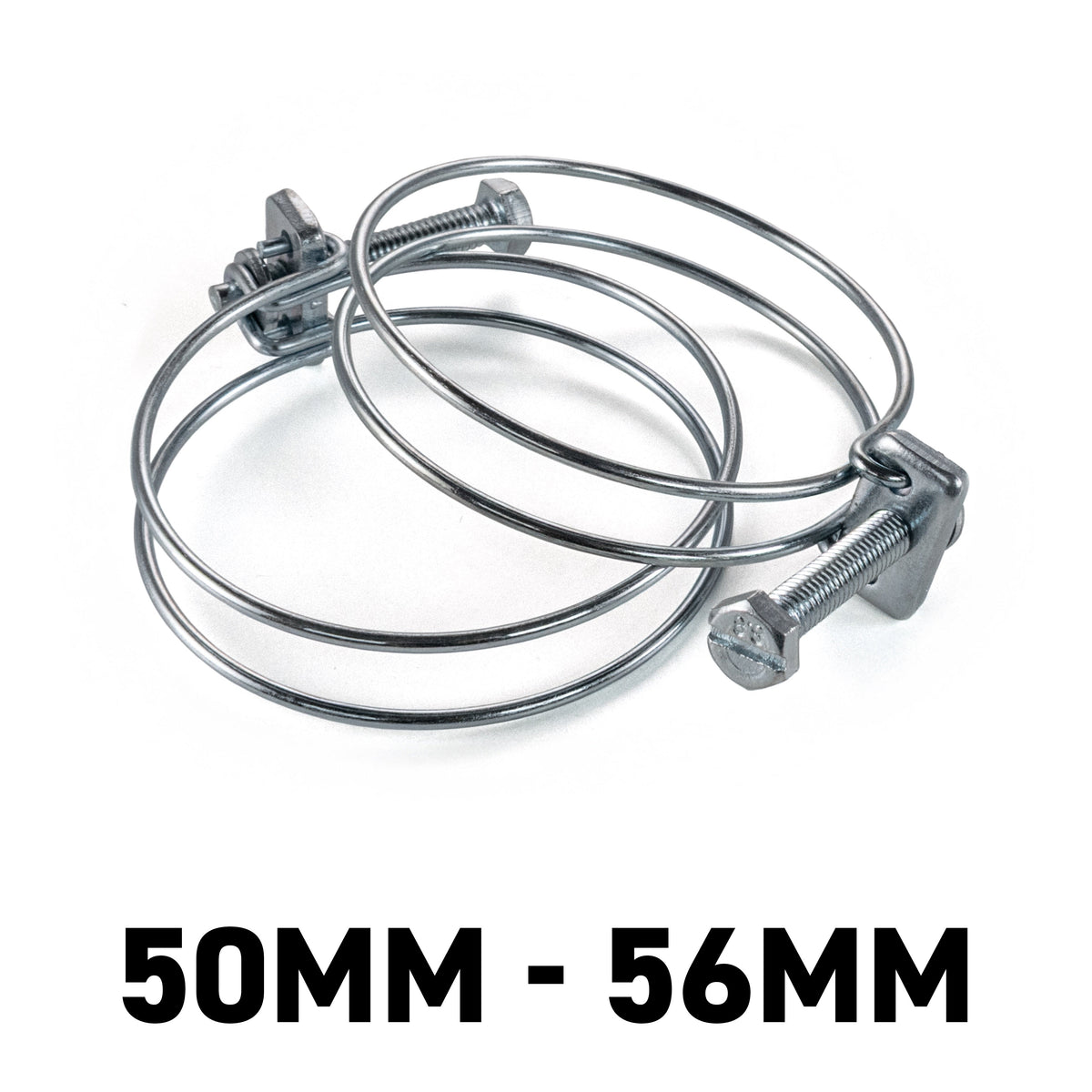 Galvanised Steel Double Wire Hose Clamps, 50mm-56mm