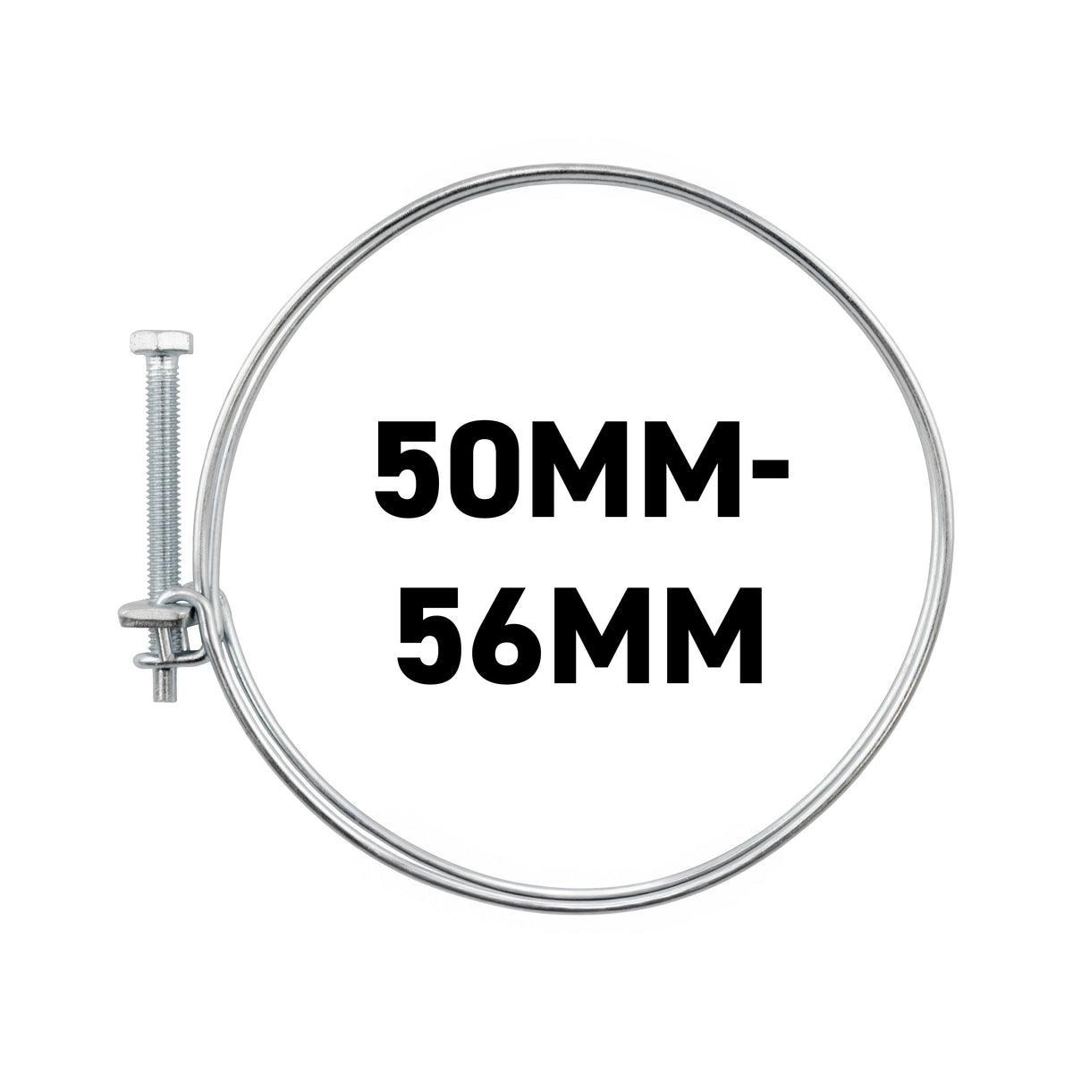Galvanised Steel Double Wire Hose Clamps, 50mm-56mm