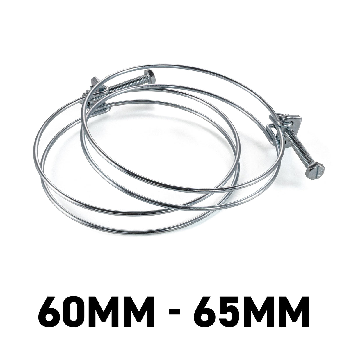 Galvanised Steel Double Wire Hose Clamps, 60mm-65mm