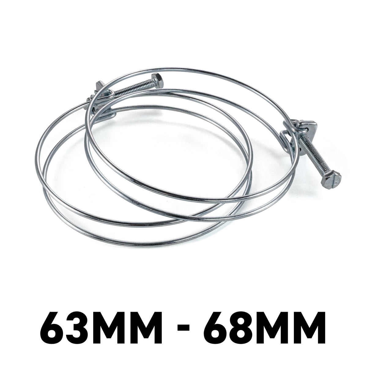 Galvanised Steel Double Wire Hose Clamps, 63mm-68mm