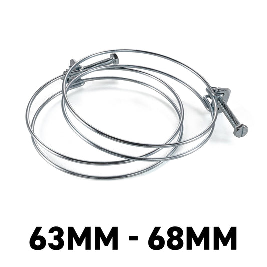 Galvanised Steel Double Wire Hose Clamps, 63mm-68mm