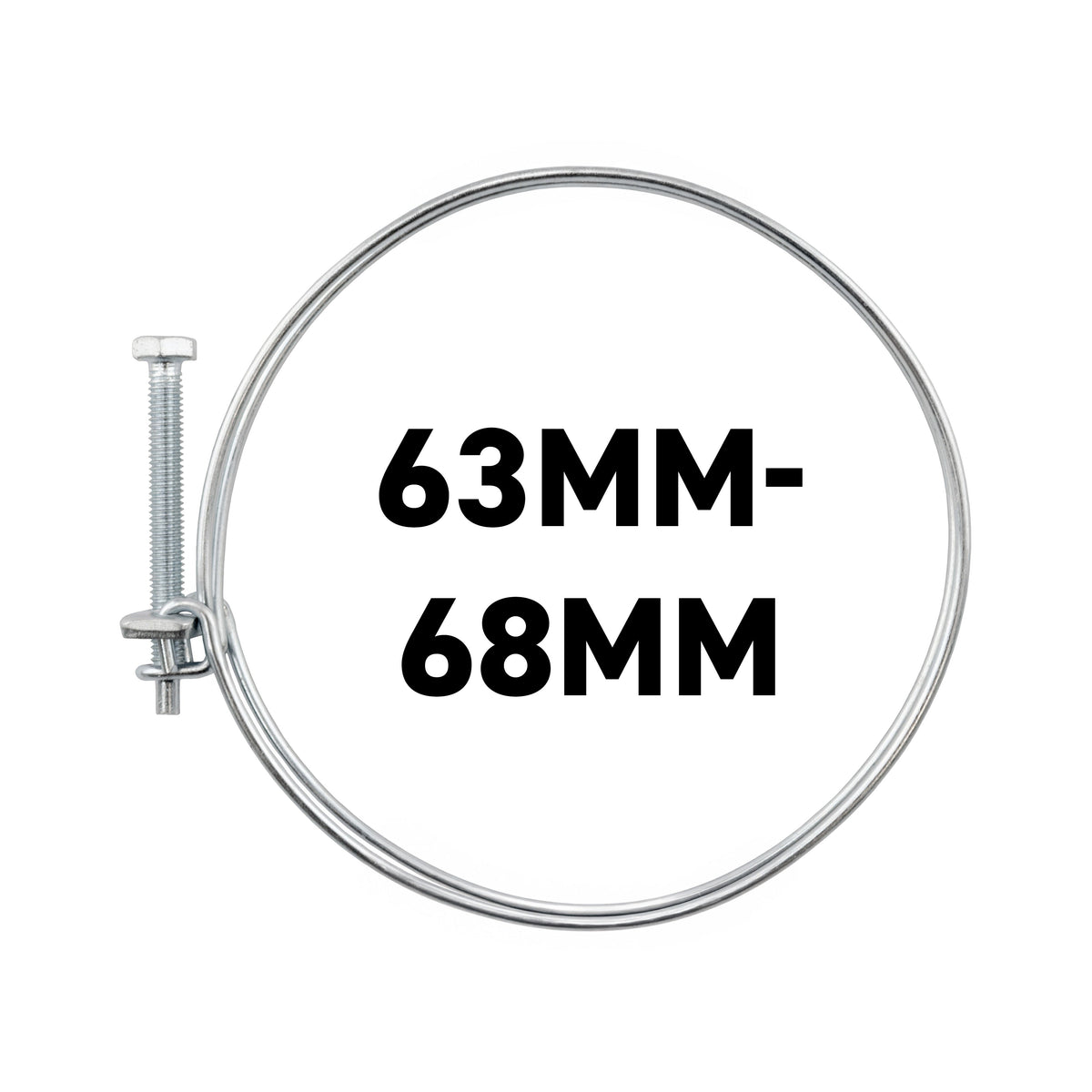 Galvanised Steel Double Wire Hose Clamps, 63mm-68mm