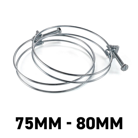 Galvanised Steel Double Wire Hose Clamps, 75mm-80mm