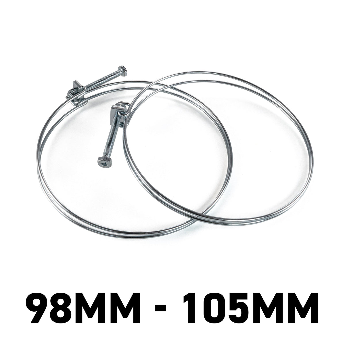 Galvanised Steel Double Wire Hose Clamps, 98mm-105mm