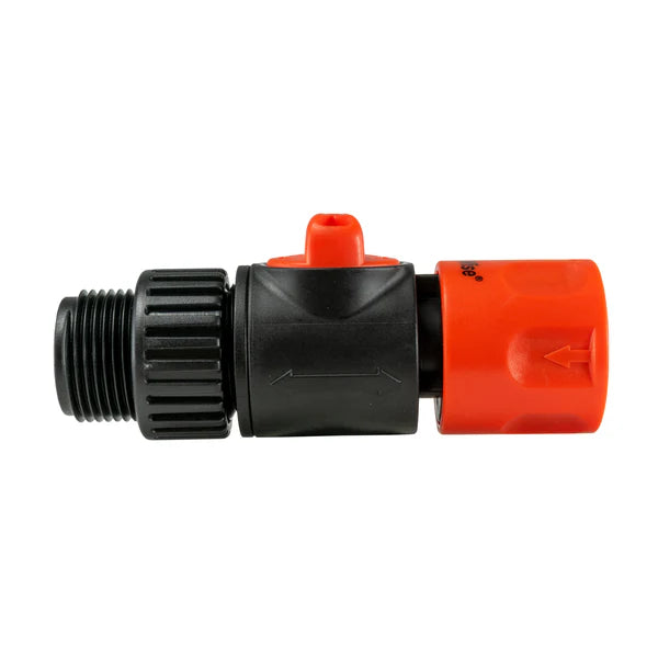 3/4" BSPM to Hosepipe Tap Connector with Valve, Black