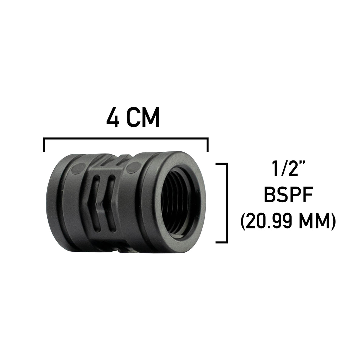 Polypropylene Straight Inline Socket Connector, 1/2"