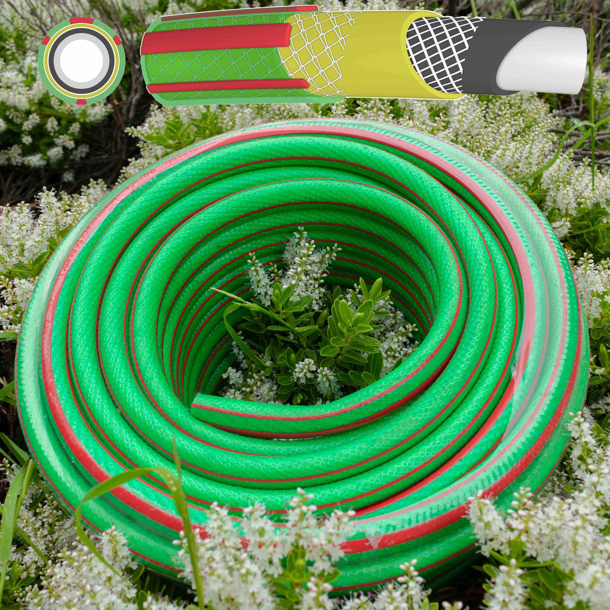 Premium Garden Hose Connection Set, Green