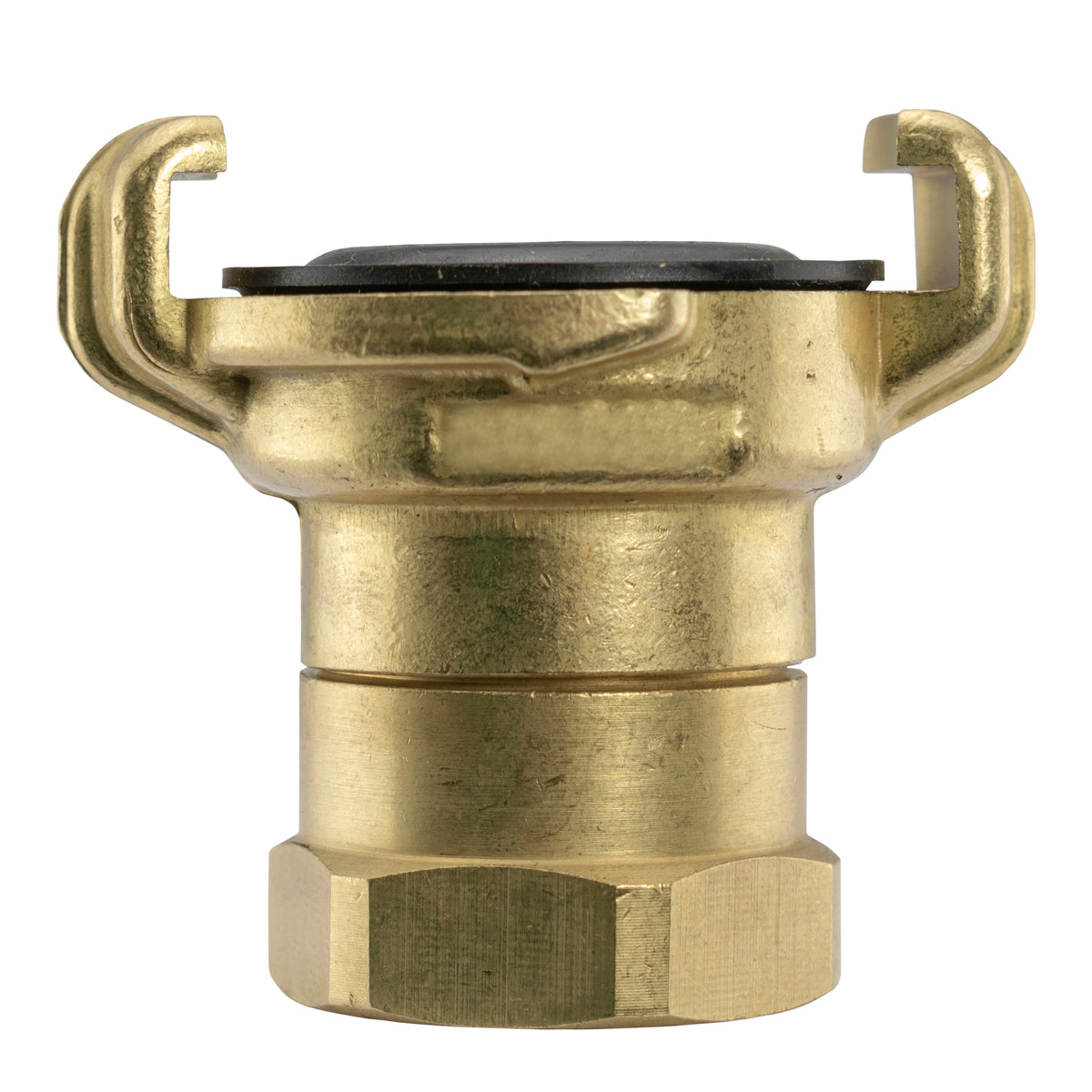 Brass GEKA Style Claw Swivel Hose Connector, 1" BSPF