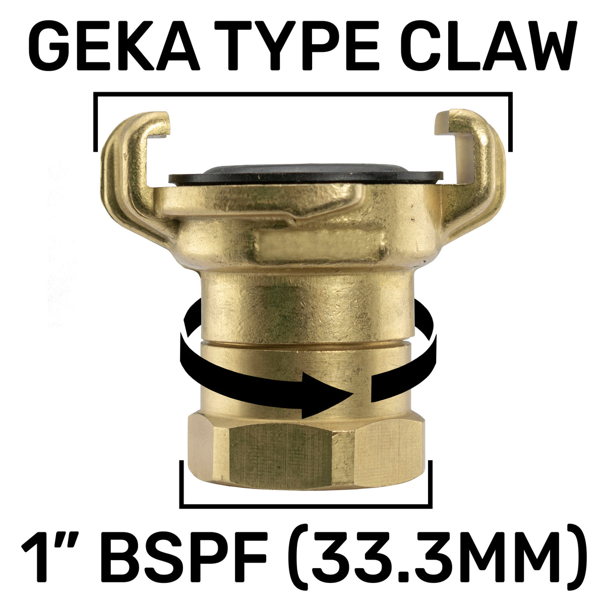 Brass GEKA Style Claw Swivel Hose Connector, 1" BSPF